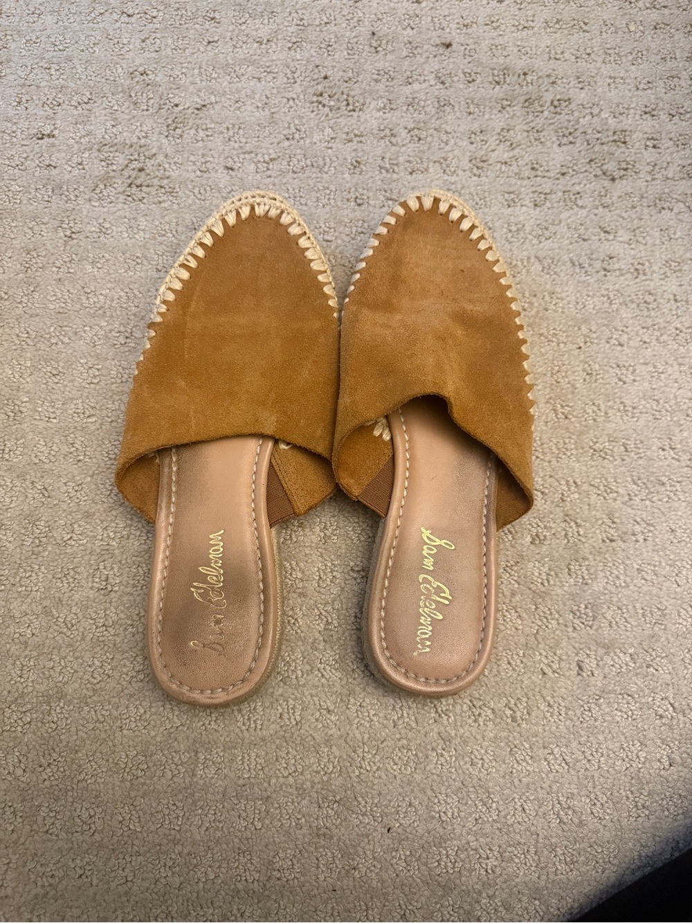 Sam Edelman Tan Suede Slip-On Mules